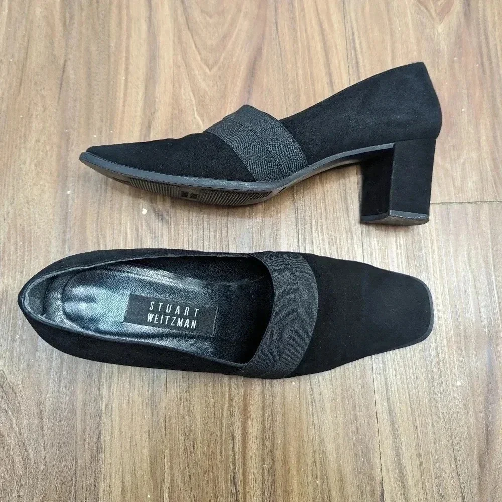 Stuart Weitzman Suede Pump Shoes Women’s Size 9B Black Clog Heel 2W451469 - Picture 11 of 11